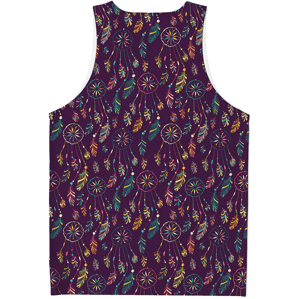 Purple Bohemian Dream Catcher Print Men's Tank Top