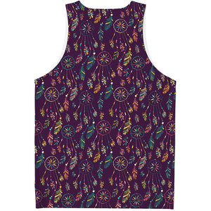 Purple Bohemian Dream Catcher Print Men's Tank Top