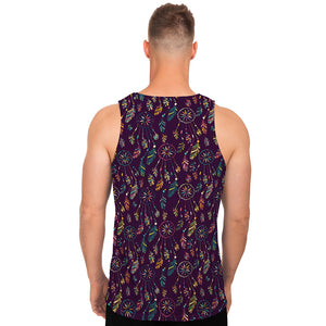 Purple Bohemian Dream Catcher Print Men's Tank Top