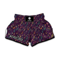 Purple Bohemian Dream Catcher Print Muay Thai Boxing Shorts