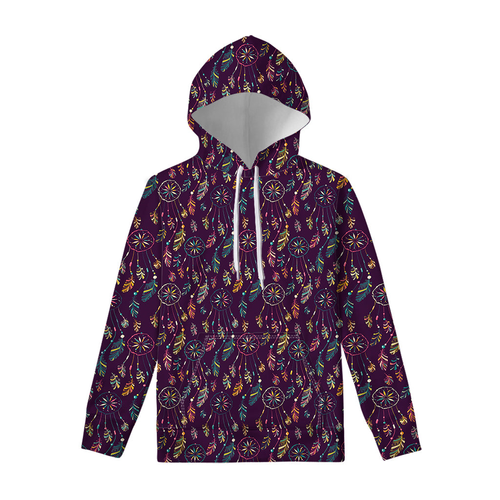 Purple Bohemian Dream Catcher Print Pullover Hoodie