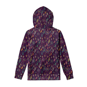 Purple Bohemian Dream Catcher Print Pullover Hoodie