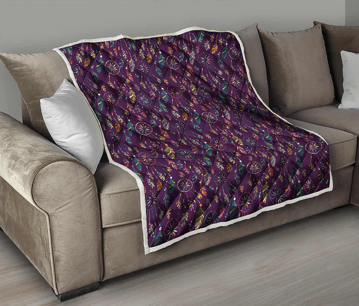 Purple Bohemian Dream Catcher Print Quilt