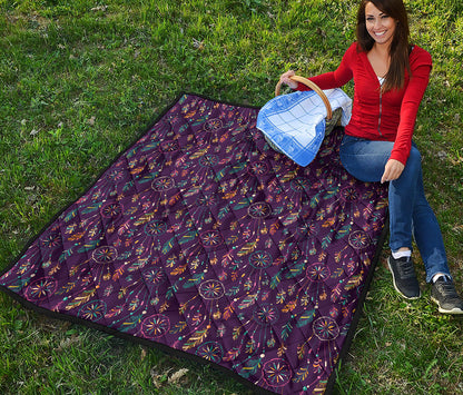 Purple Bohemian Dream Catcher Print Quilt
