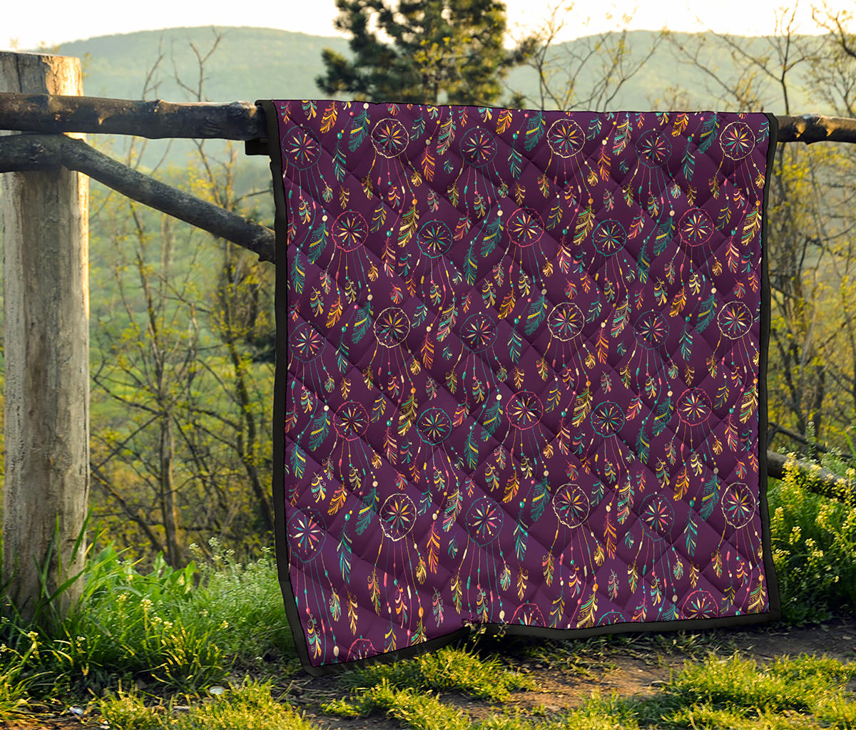 Purple Bohemian Dream Catcher Print Quilt