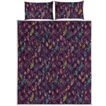 Purple Bohemian Dream Catcher Print Quilt Bed Set