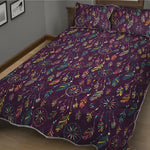 Purple Bohemian Dream Catcher Print Quilt Bed Set
