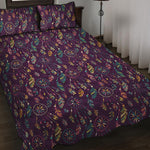 Purple Bohemian Dream Catcher Print Quilt Bed Set