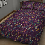 Purple Bohemian Dream Catcher Print Quilt Bed Set