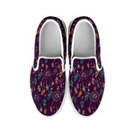 Purple Bohemian Dream Catcher Print White Slip On Shoes