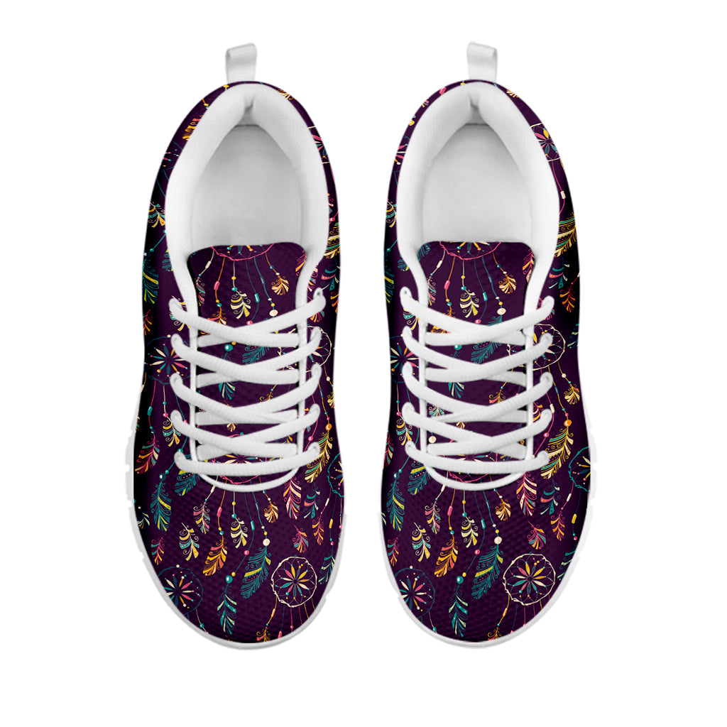 Purple Bohemian Dream Catcher Print White Sneakers