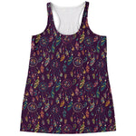 Purple Bohemian Dream Catcher Print Women's Racerback Tank Top