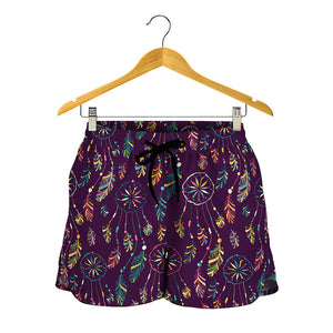 Purple Bohemian Dream Catcher Print Women's Shorts