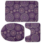 Purple Bohemian Mandala Pattern Print 3 Piece Bath Mat Set