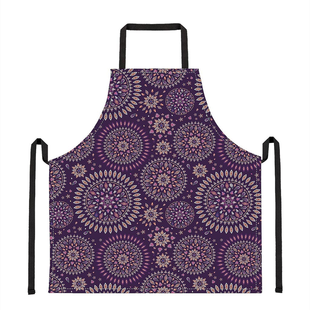 Purple Bohemian Mandala Pattern Print Apron