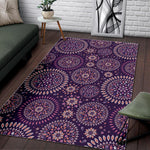 Purple Bohemian Mandala Pattern Print Area Rug GearFrost