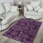 Purple Bohemian Mandala Pattern Print Area Rug GearFrost