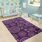 Purple Bohemian Mandala Pattern Print Area Rug GearFrost