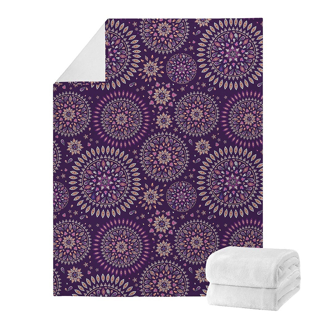 Purple Bohemian Mandala Pattern Print Blanket