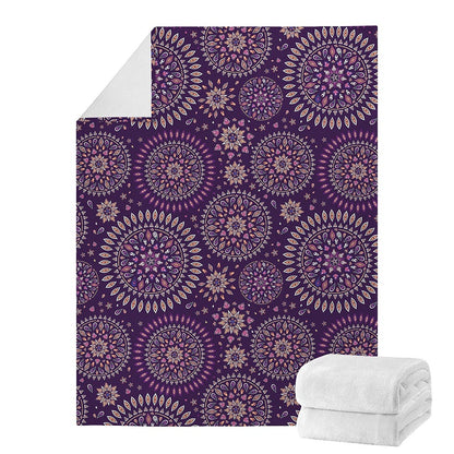Purple Bohemian Mandala Pattern Print Blanket