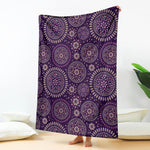 Purple Bohemian Mandala Pattern Print Blanket