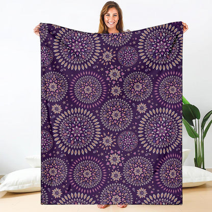 Purple Bohemian Mandala Pattern Print Blanket