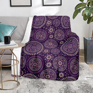 Purple Bohemian Mandala Pattern Print Blanket