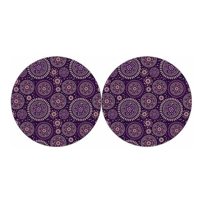 Purple Bohemian Mandala Pattern Print Car Coasters