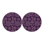 Purple Bohemian Mandala Pattern Print Car Coasters