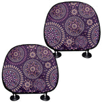Purple Bohemian Mandala Pattern Print Car Headrest Covers