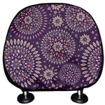 Purple Bohemian Mandala Pattern Print Car Headrest Covers