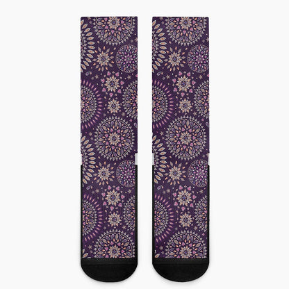 Purple Bohemian Mandala Pattern Print Crew Socks