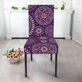 Purple Bohemian Mandala Pattern Print Dining Chair Slipcover