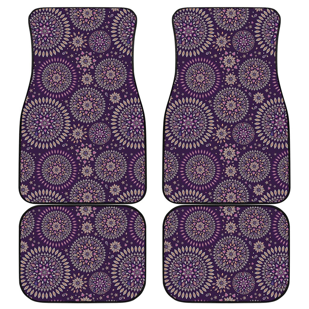 Purple Bohemian Mandala Pattern Print Front and Back Car Floor Mats