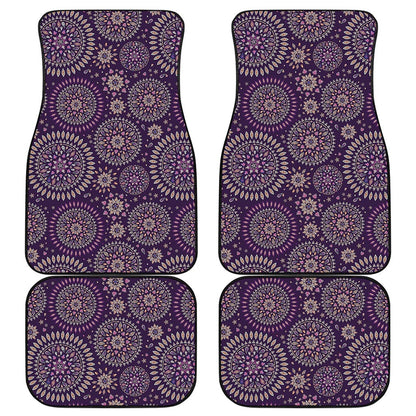 Purple Bohemian Mandala Pattern Print Front and Back Car Floor Mats