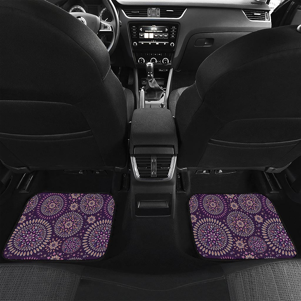 Purple Bohemian Mandala Pattern Print Front and Back Car Floor Mats