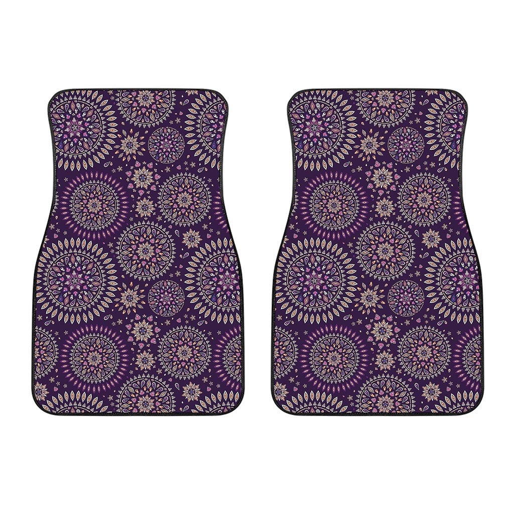 Purple Bohemian Mandala Pattern Print Front Car Floor Mats