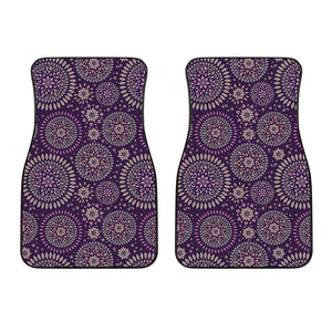 Purple Bohemian Mandala Pattern Print Front Car Floor Mats
