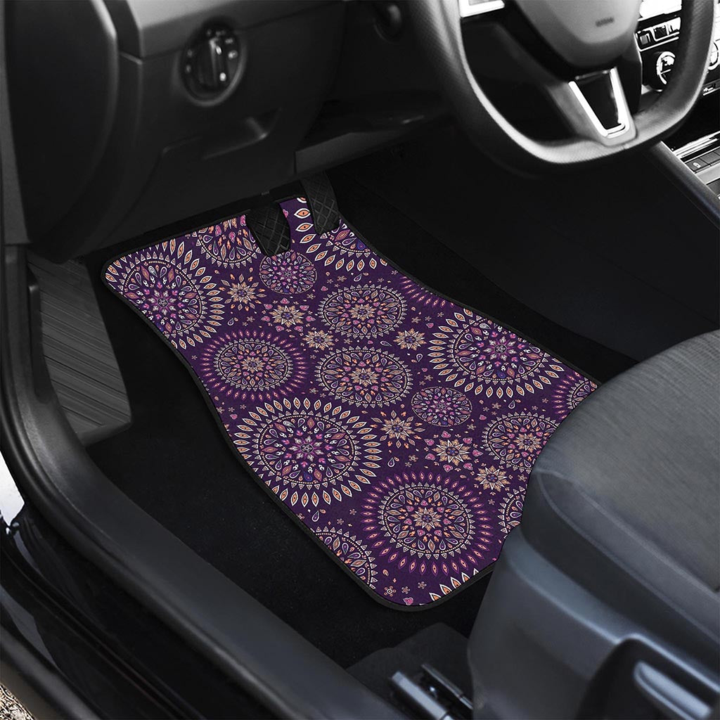 Purple Bohemian Mandala Pattern Print Front Car Floor Mats