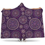 Purple Bohemian Mandala Pattern Print Hooded Blanket