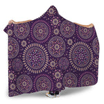 Purple Bohemian Mandala Pattern Print Hooded Blanket