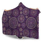 Purple Bohemian Mandala Pattern Print Hooded Blanket
