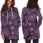 Purple Bohemian Mandala Pattern Print Hoodie Dress GearFrost
