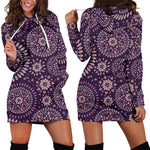 Purple Bohemian Mandala Pattern Print Hoodie Dress GearFrost