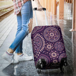 Purple Bohemian Mandala Pattern Print Luggage Cover GearFrost