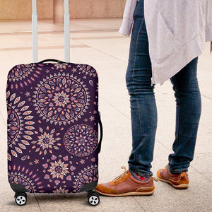 Purple Bohemian Mandala Pattern Print Luggage Cover GearFrost