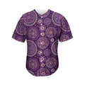 Purple Bohemian Mandala Pattern Print Men's Baseball Jersey