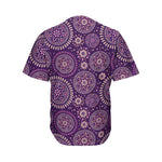 Purple Bohemian Mandala Pattern Print Men's Baseball Jersey