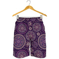Purple Bohemian Mandala Pattern Print Men's Shorts