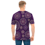 Purple Bohemian Mandala Pattern Print Men's T-Shirt